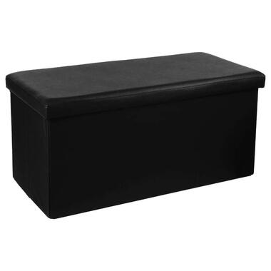 Atmosphera Poef/hocker - opbergbox - zwart - PU/MDF - 76 x 38 cm product