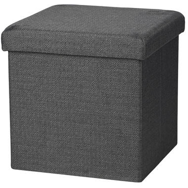 Urban Living poef/hocker/opbergbox - donkergrijs - mdf - 38 x 38 cm product