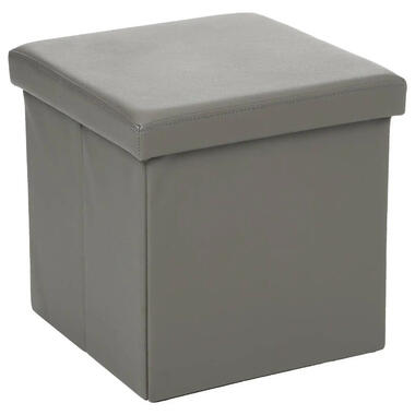 Atmosphera Poef/hocker - opbergbox - grijs - pvc/mdf - 38 x 38 cm product