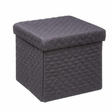 5Five Poef/Hocker/opbergbox - donkergrijs - polyester/mdf - 31 x 31 cm product