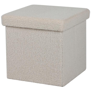 Urban Living poef/hocker/opbergbox - creme wit - mdf - 38 x 38 cm product