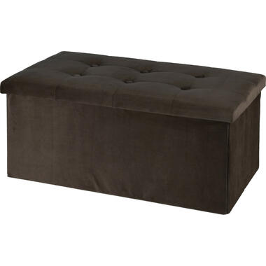 H&S Collection Poef/hocker - opbergbox - bruin - 76 x 40 x 38cm product