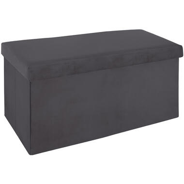 Atmosphera Poef/hocker - opbergbox - donkergrijs - PU/MDF - 76 x 38 cm product