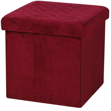 Urban Living poef/hocker/opbergbox - velvet rood - mdf - 38 x 38 cm product