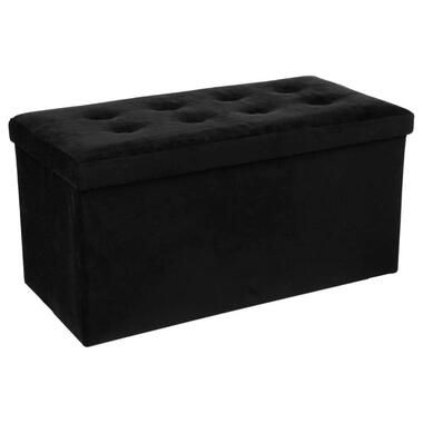 Atmosphera Poef/hocker - opbergbox - zwart - PU/MDF - 76 x 38 cm product