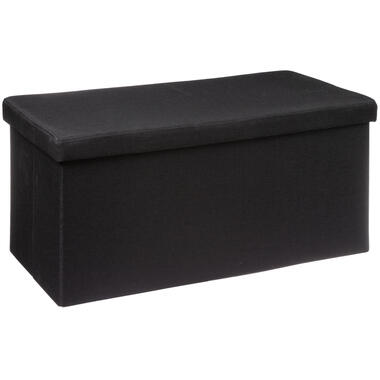 Atmosphera Poef/hocker - opbergbox - zwart - PU/MDF - 31 x 31 cm product