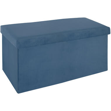 Atmosphera Poef/hocker - opbergbox - blauw - PU/MDF - 76 x 38 cm product