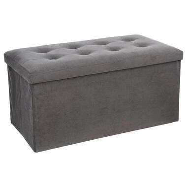 Atmosphera Poef/hocker - opbergbox - zilvergrijs - PU/MDF - 76 x 38 cm product