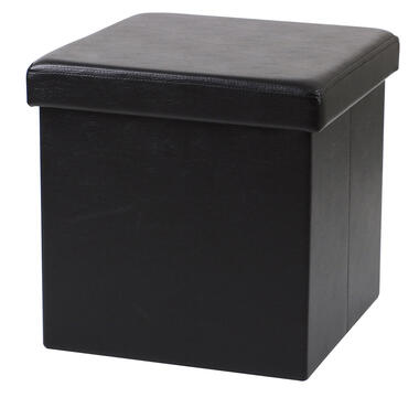 Urban Living poef/hocker/opbergbox - zwart - mdf - 38 x 38 cm product