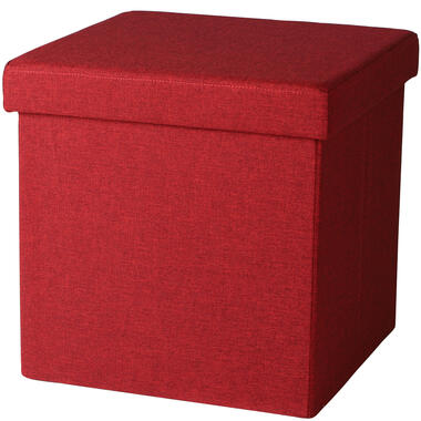 Urban Living poef/hocker/opbergbox - rood - mdf - 37 x 37 cm product