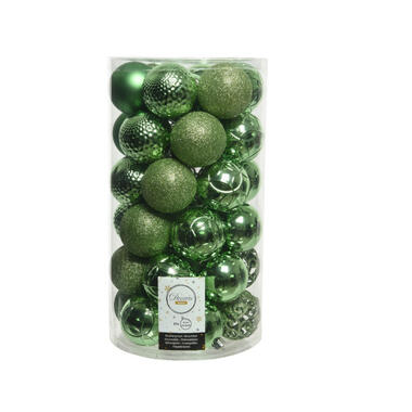 Decoris Kerstballen - 37 stuks - kunststof - mix groen - 6 cm product