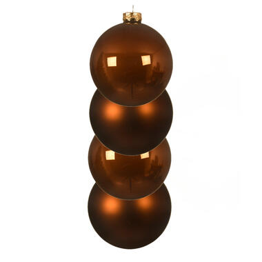 Decoris kerstballen - 4x st - kaneel bruin - D10 cm - glas product