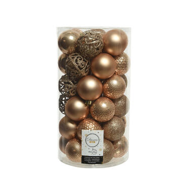 Decoris Kerstballen - 37 stuks - kunststof - toffee bruin - 6 cm product