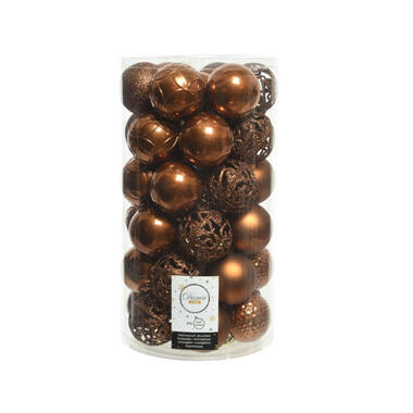 Decoris Kerstballen - 37 stuks - kunststof - kaneel bruin - 6 cm product