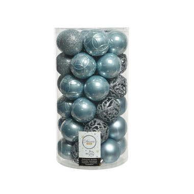 Decoris Kerstballen - 37 stuks - kunststof - lichtblauw - 6 cm product