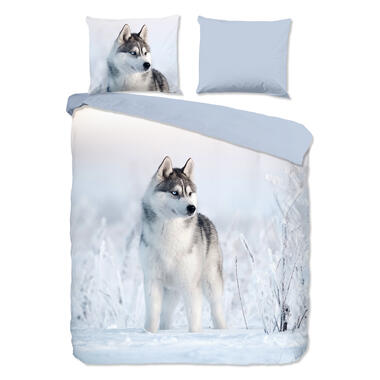 Good Morning Dekbedovertrek "husky hond" - Blauw - (200x200/220 cm) - Katoen product