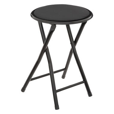 5Five Bijzet krukje/stoel - Opvouwbaar - zwart fluweel - 29 x 45 cm product