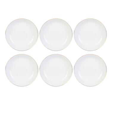 OTIX Diepe borden Soepborden Set van 6 stuks 21cm Wit met Gouden rand Porselein product