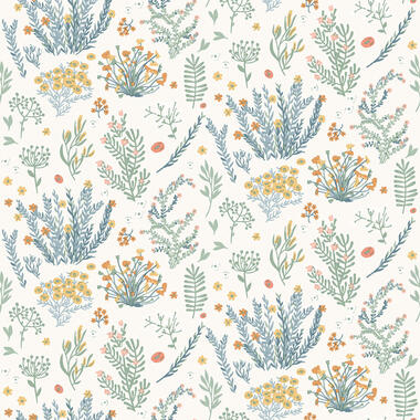 Dutch Wallcoverings behang - My Kingdom Flowers beige/groen - 0.53x10,05m