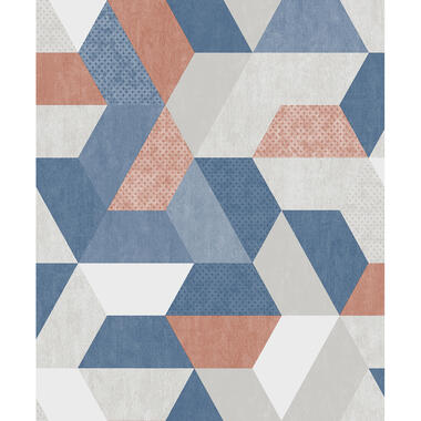 Dutch Wallcoverings behang - Loft retro blauw/terra - 0.53x10,05m product