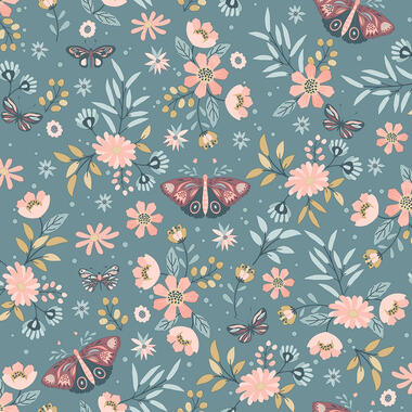 Dutch Wallcoverings behang - My Kingdom Butterflies blw/groen/roze - 0.53x10,05m product