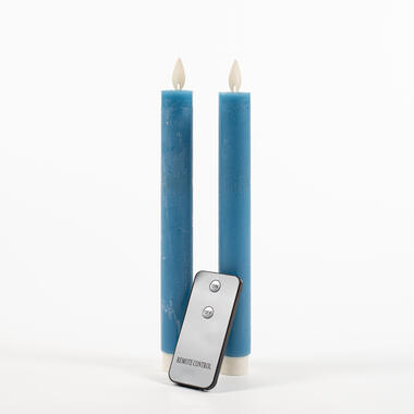 Anna Collection LED dinerkaarsen - 2x st - denim blauw - 23 cm product
