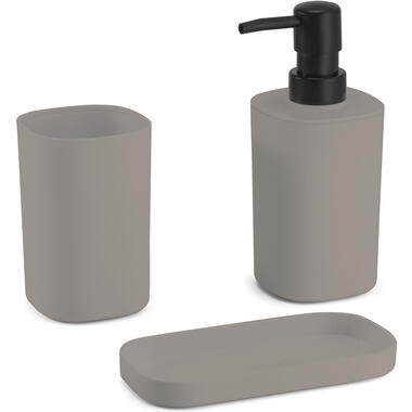 MSV Badkamer accessoires set 3-delig Lona - Kunststof - Beige product