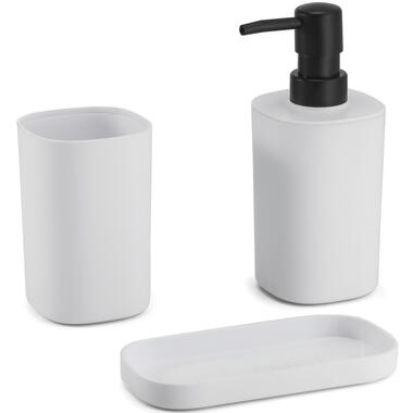 MSV Badkamer accessoires set 3-delig Lona - Kunststof - Wit product