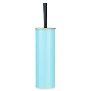 Berilo Alicante Toiletborstel in houder - metaal/bamboe - turquoise blauw product