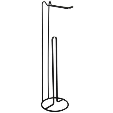 MSV Wc/toiletrolhouder reservoir - metaal - zwart - 54 cm - 4/5 rollen product