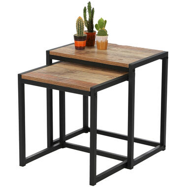 Urban Living Bijzettafels 2x - zwart - metaal - H45 en H40 cm product