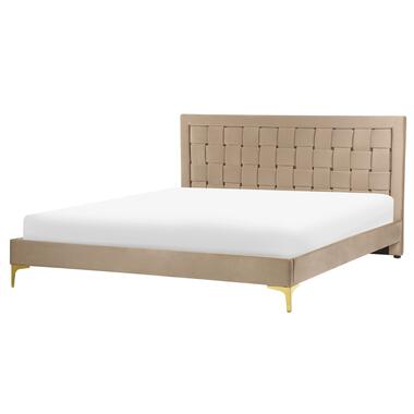 LIMOUX - Tweepersoonsbed - Taupe - 160 x 200 cm - Fluweel product