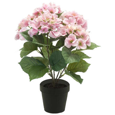 Emerald Kunstplant - Hortensia - roze - in kunststof pot - 40 cm product