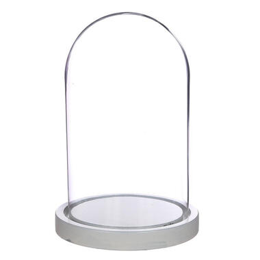 Ideas 4 Seasons Decoratie stolp - glas - houten plateau - D14 x H21 cm product