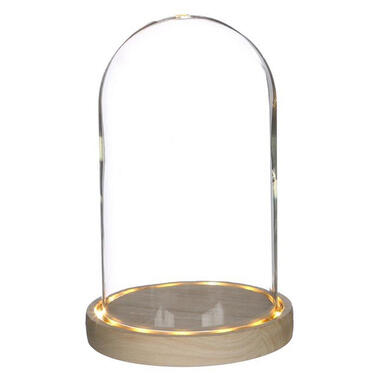 Ideas 4 Seasons Stolp - glas - houten plateau - LED - D14 x H21,5 cm product