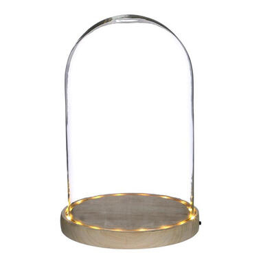 Ideas 4 Seasons Stolp - glas - houten plateau - LED - D17 x H25,5 cm product