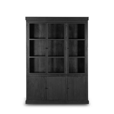 Vitrinekast Zwart - 160x40x220cm - Hout - Kast Rense product