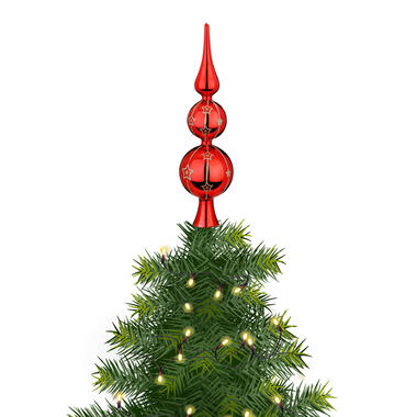 Inge Christmas Goodz kerstboom piek luxe - rood - glas - 31cm product