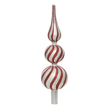 Decoris kerstboompiek - 31 cm - glas - rood/zilver product