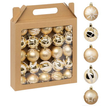 Feeric Christmas gedecoreerde kerstballen -25x - 6cm - goud product