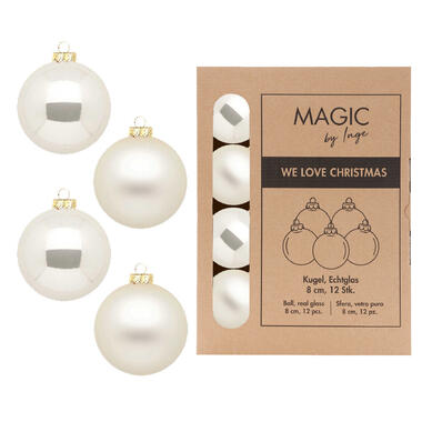 Inge Christmas Goods kerstballen van glas- 12x champagne - 8 cm product