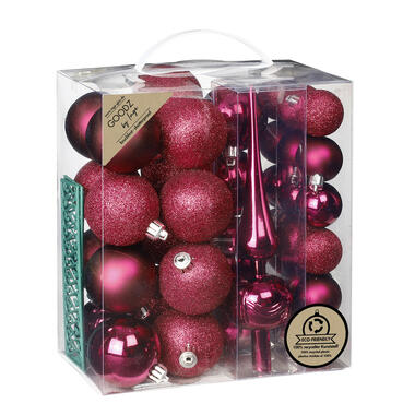 Inge Christmas kerstballen -39x - roze - kunststof - met piek product