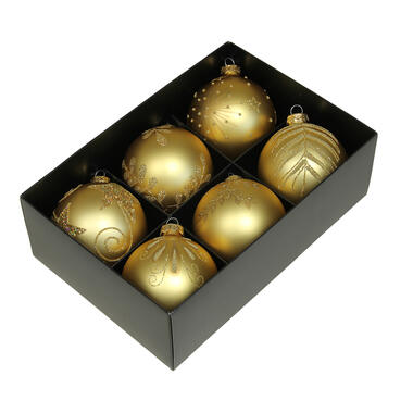 Othmar Decorations kerstballen - 6x - glas - 8 cm - goud product