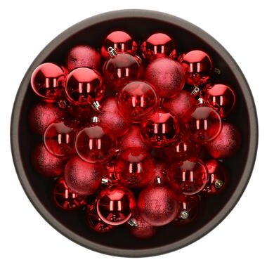 Decoris kunststof kerstballen - 25x stuks - 8 cm -rood product