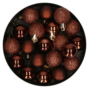 Cosy at Home kerstballen - kunststof - 20x - 3 cm - donkerbruin product