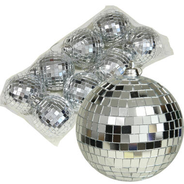 Othmar Decorations kerstballen - disco - 8x st - zilver - 6 cm product