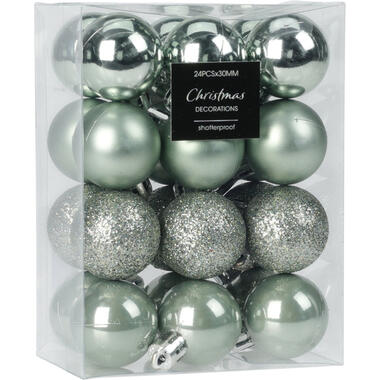 Christmas Decoration Kerstballen - 16x - groen - 5 cm - kunststof product