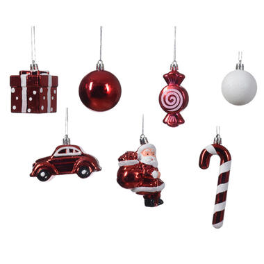 Decoris kerstornamenten - kerstfiguurtjes - rood - 20x - 9 cm product