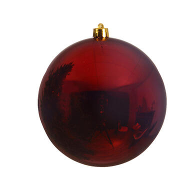 Decoris Kerstbal - donkerrood - groot - kunststof - 25 cm product