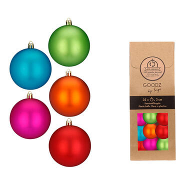 Inge Christmas kleine kerstballen - glas - 32x - gekleurd -3 cm product